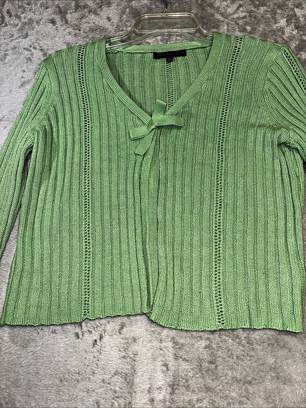 Love + Ellie Women's Green Knit Bow Sweater